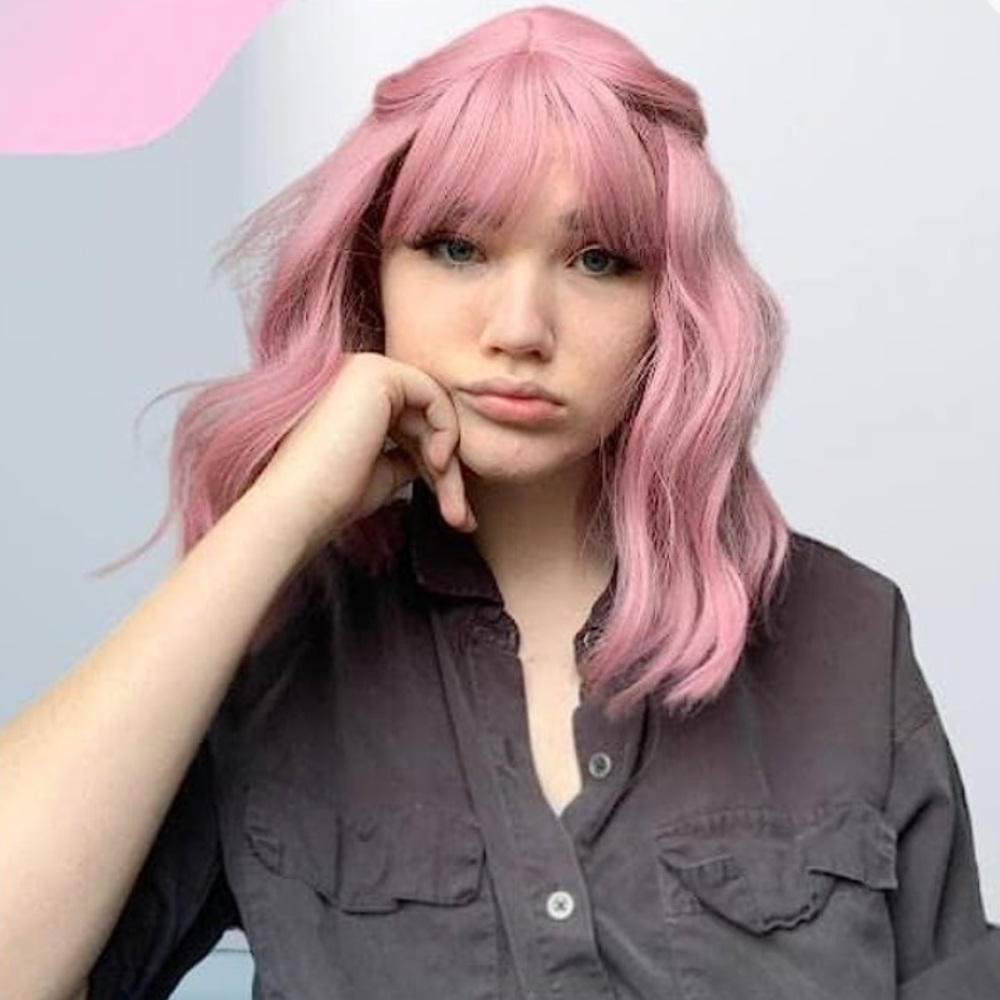 Pink Purple Shoulder Length Wig